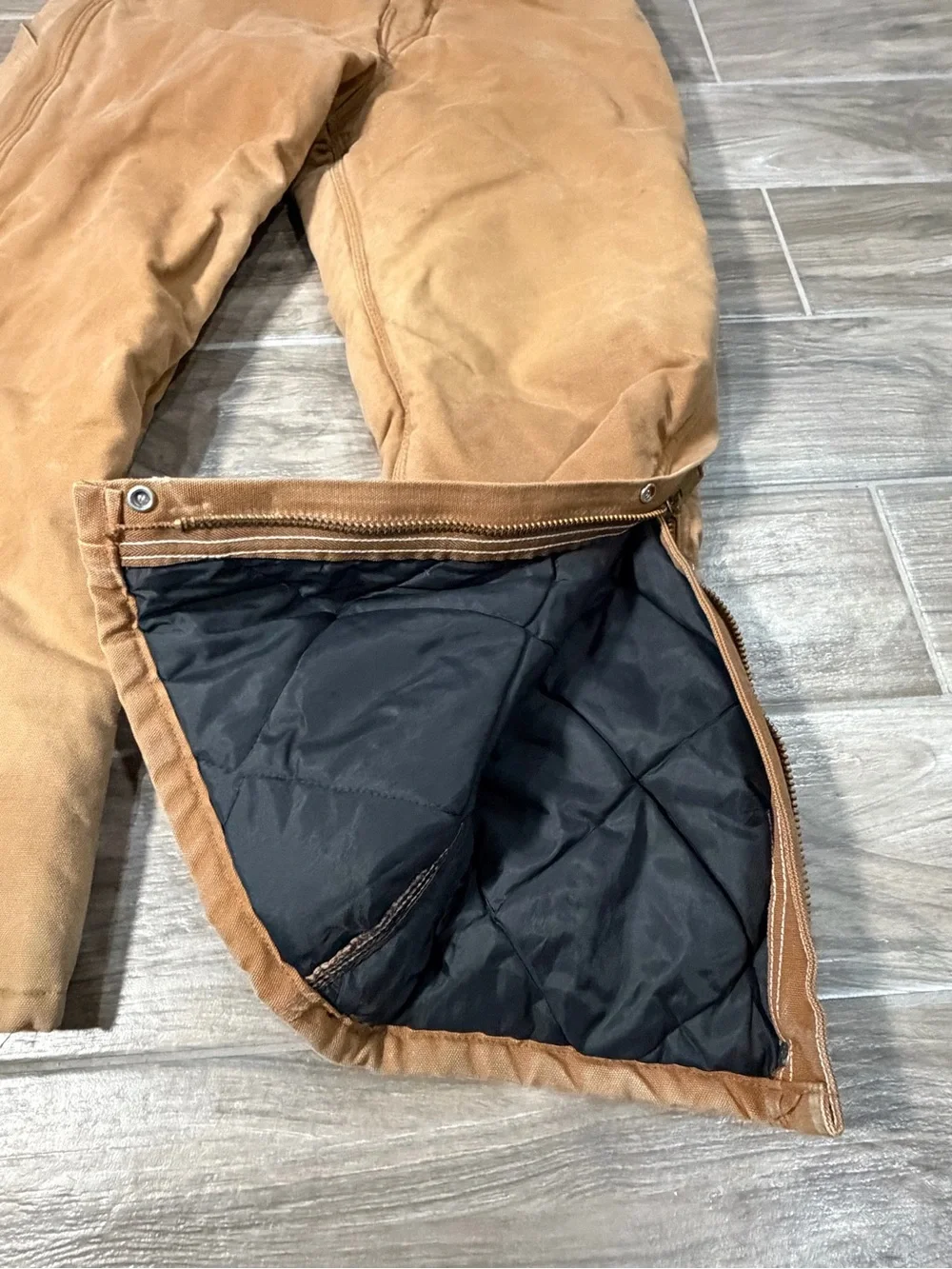Vintage Carhartt Duck Canvas Coveralls Lined Brown 968QZ Union Made in USA 40R